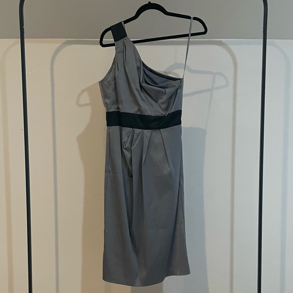 Donna Ricco Graphite One Shoulder Dress